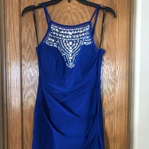 Party Prom Home Coming Spaghetti Strap Beaded Halter Sexy Dress Sz 13/14